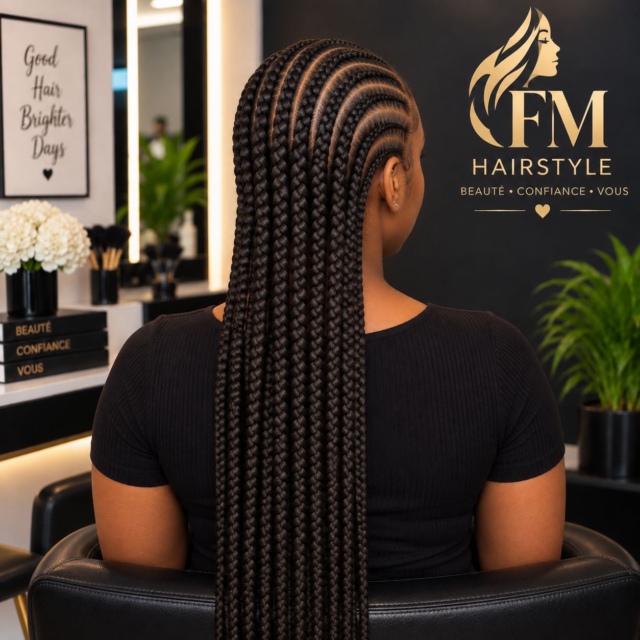 Straight-Back Cornrows - Vue de dos