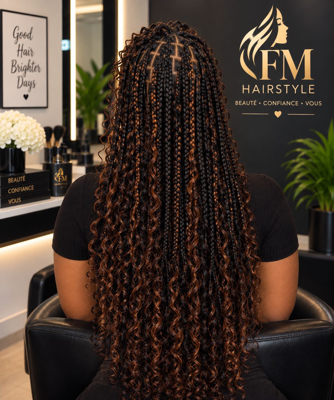 Boho Knotless Braids - Vue de dos