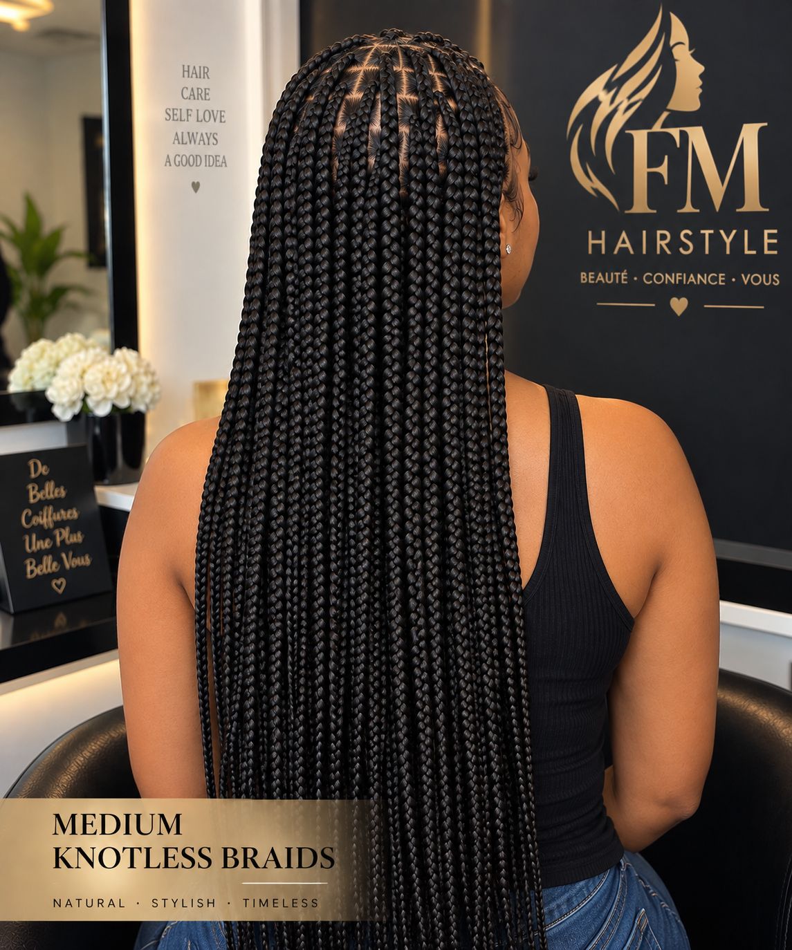 Knotless Braids - Vue de dos