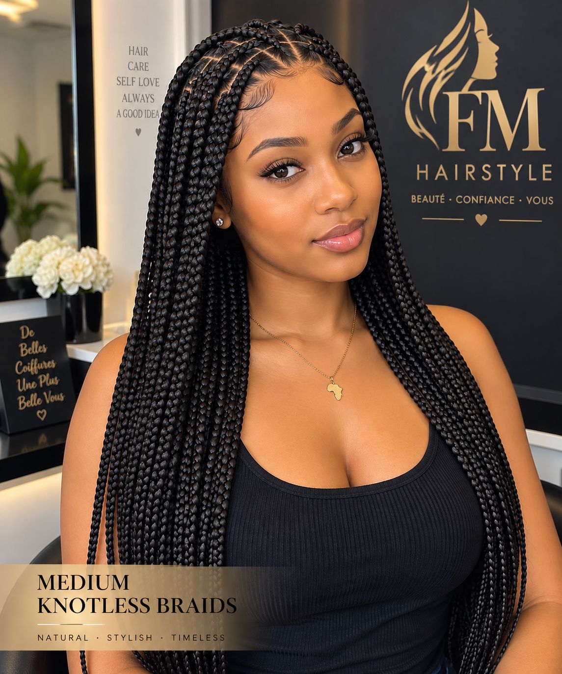 Knotless Braids - Vue de face